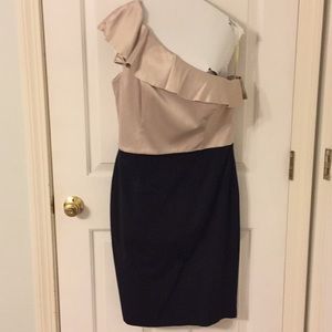 Tan and black one sleeve dress